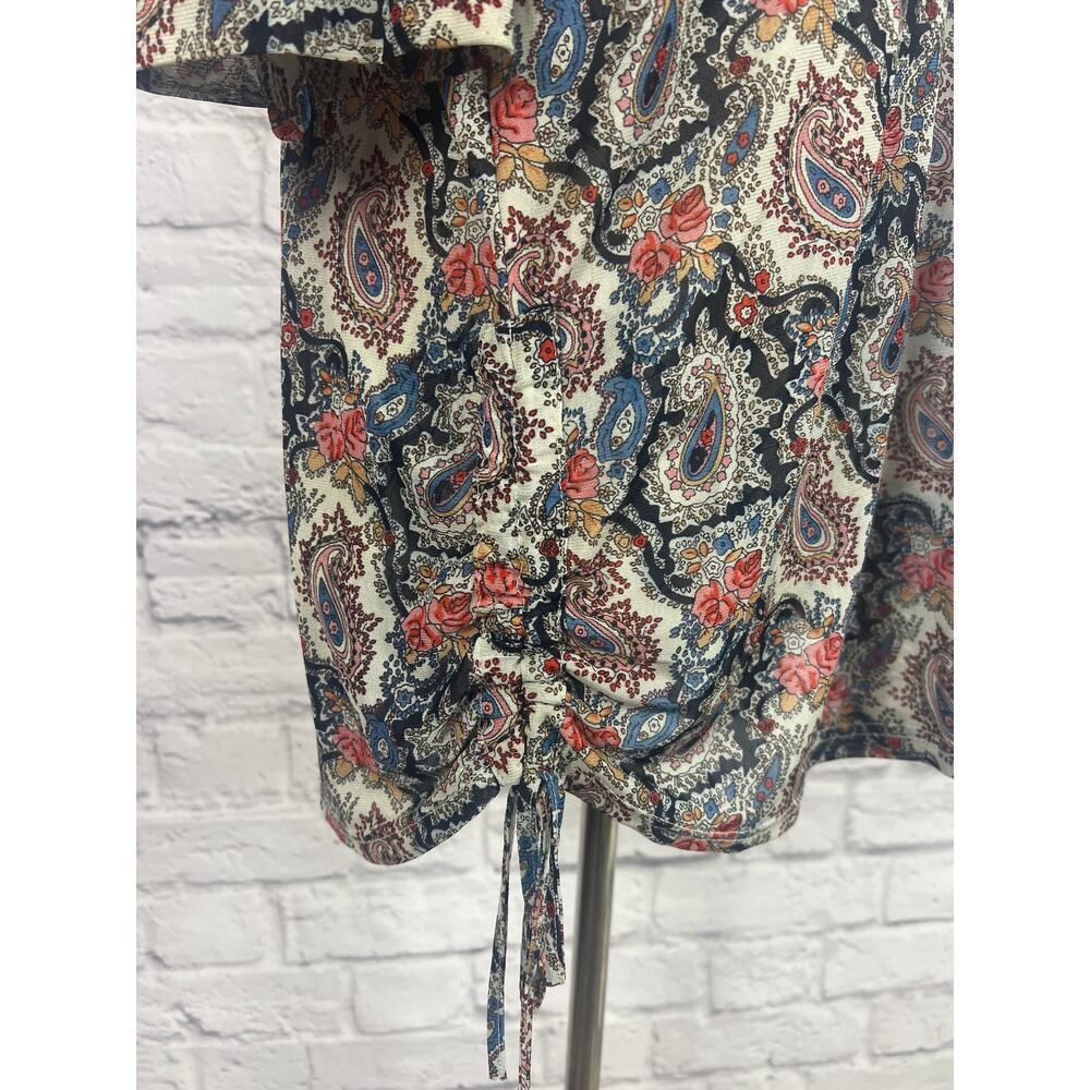Amang NY Sheer Vibrant Paisley Print Boho Flowy Blouse - Picture 4 of 8